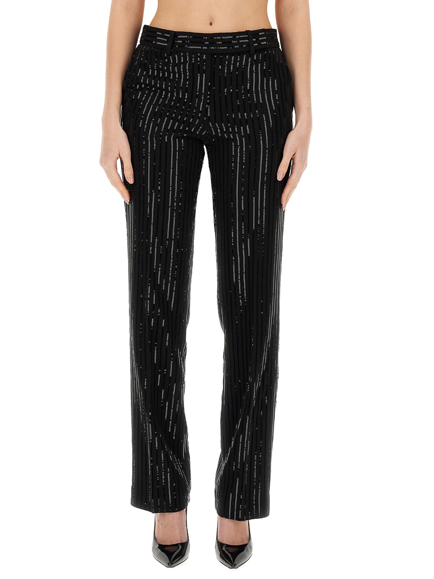 MICHAEL MICHAEL KORS PINSTRIPE CREPE trousers WITH SEQUINS