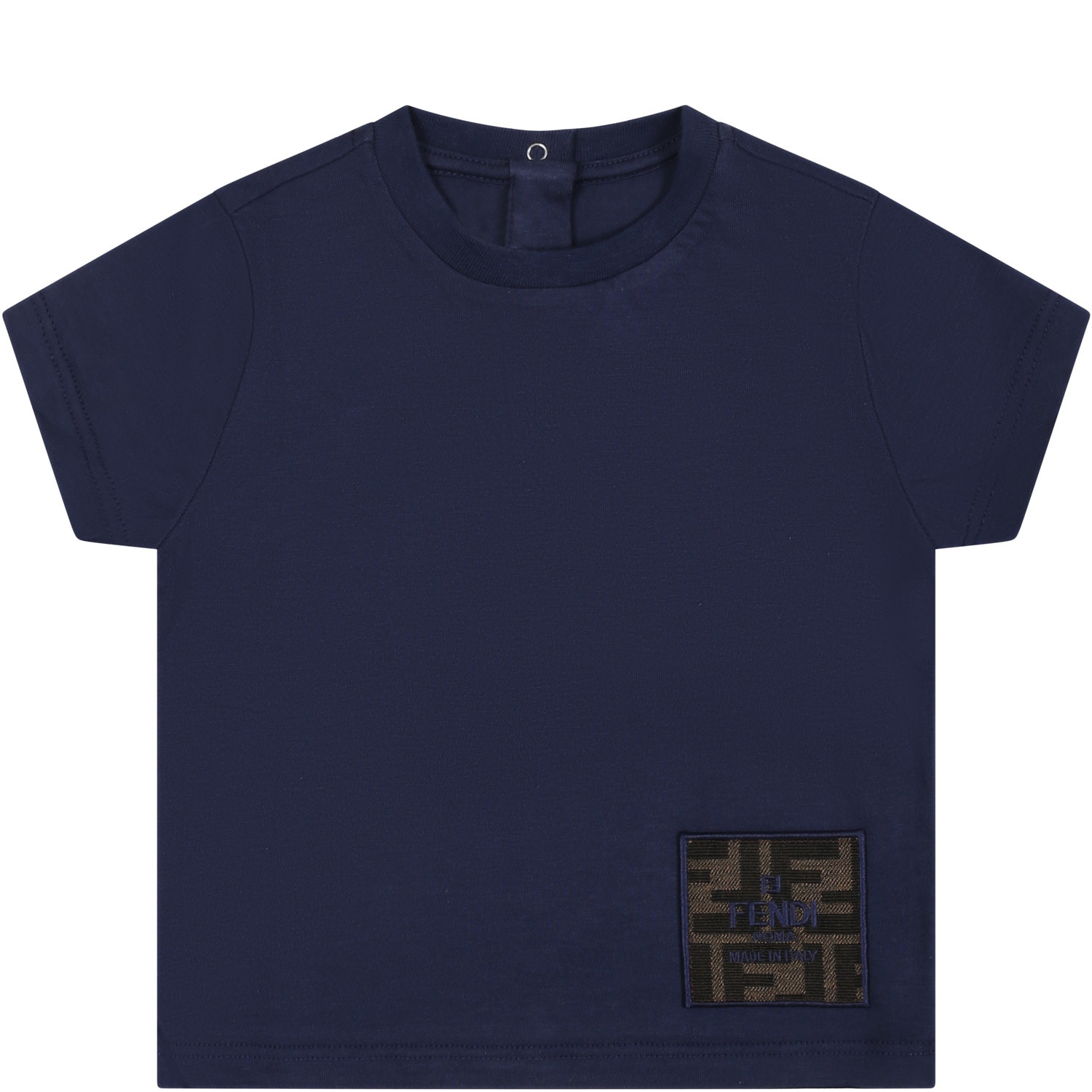 Fendi Blue T-shirt For Baby Boy With Ff