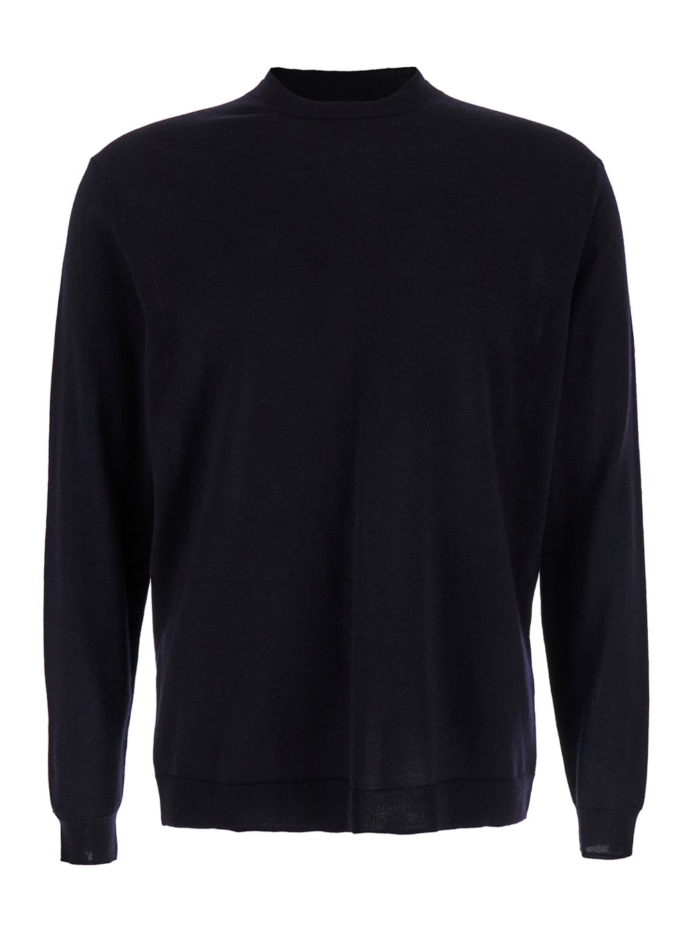 Blue Crew Neck Pullover In Virgin Wool Man