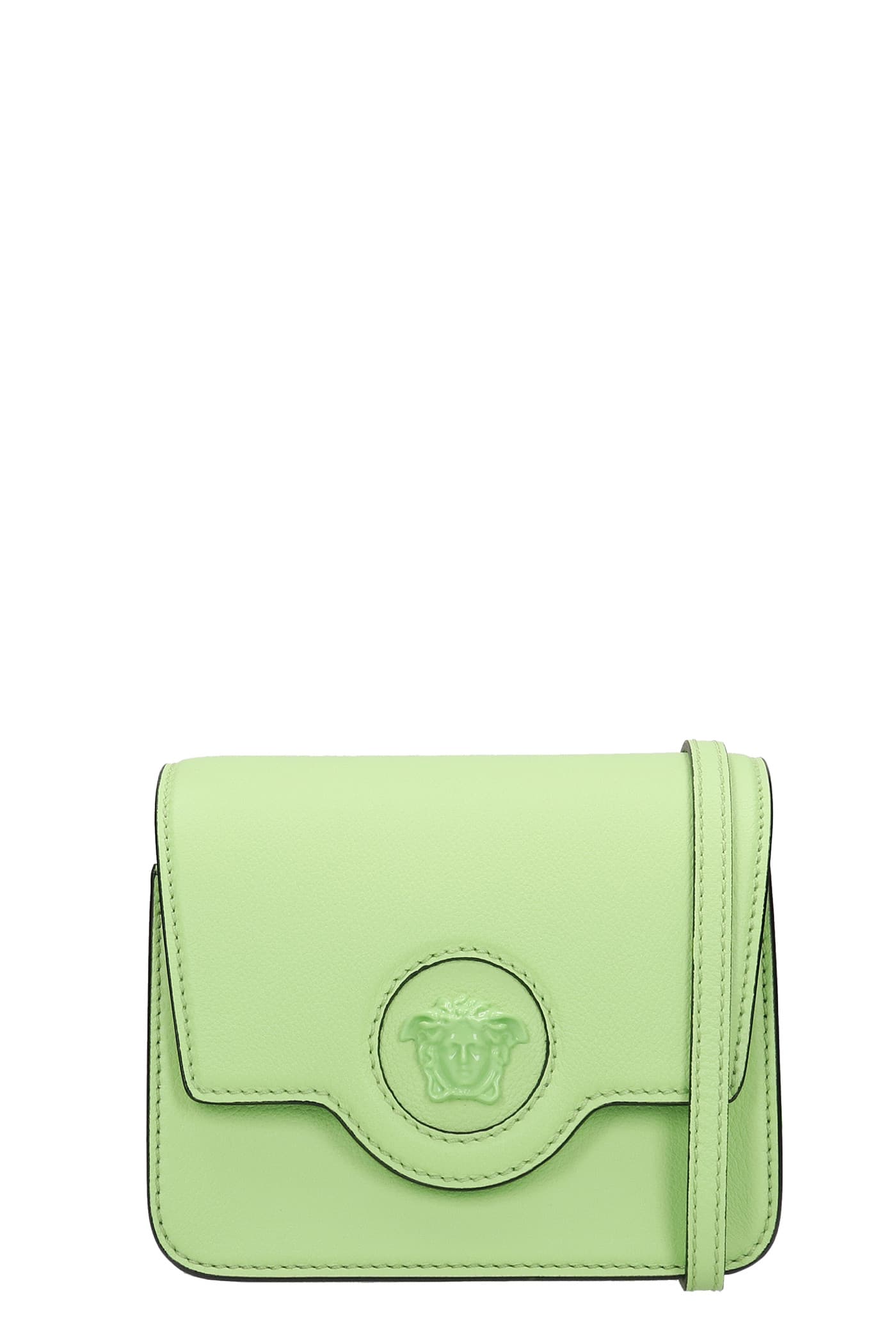 Versace Shoulder Bag In Green Leather