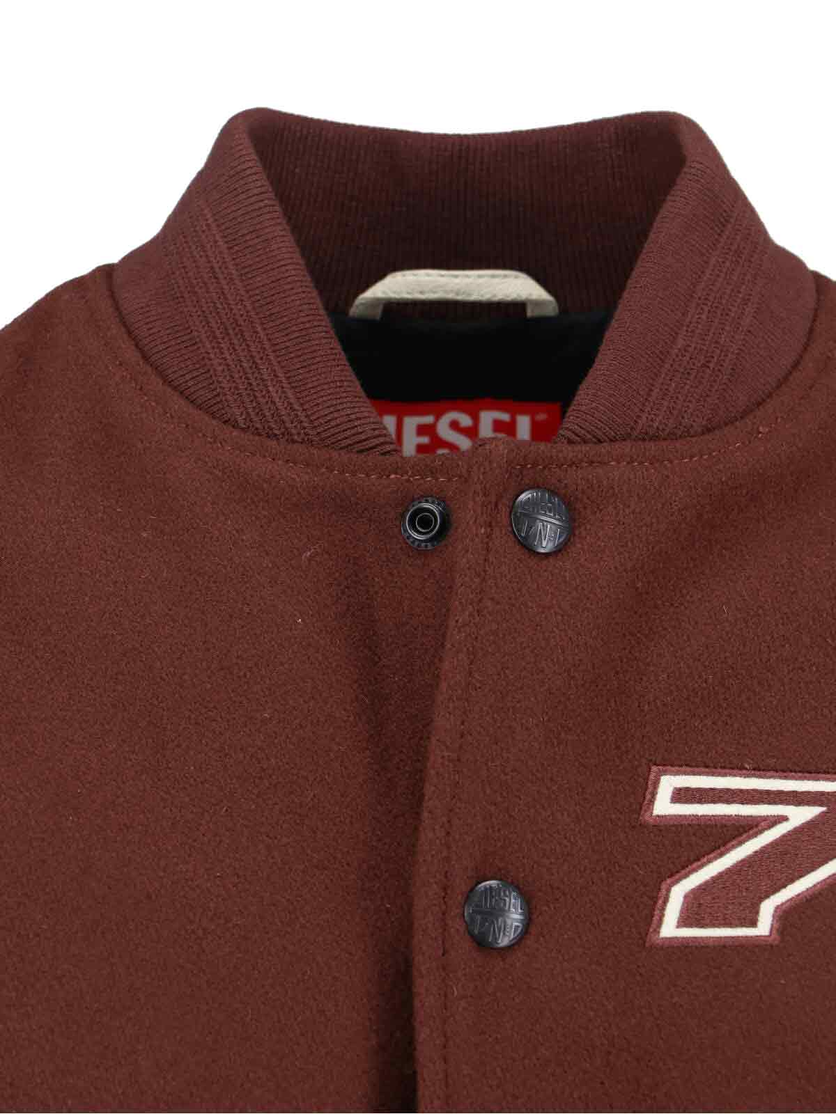 Diesel Casual Jacket With Contrast Sleeves And Ribbed Accents In Brown