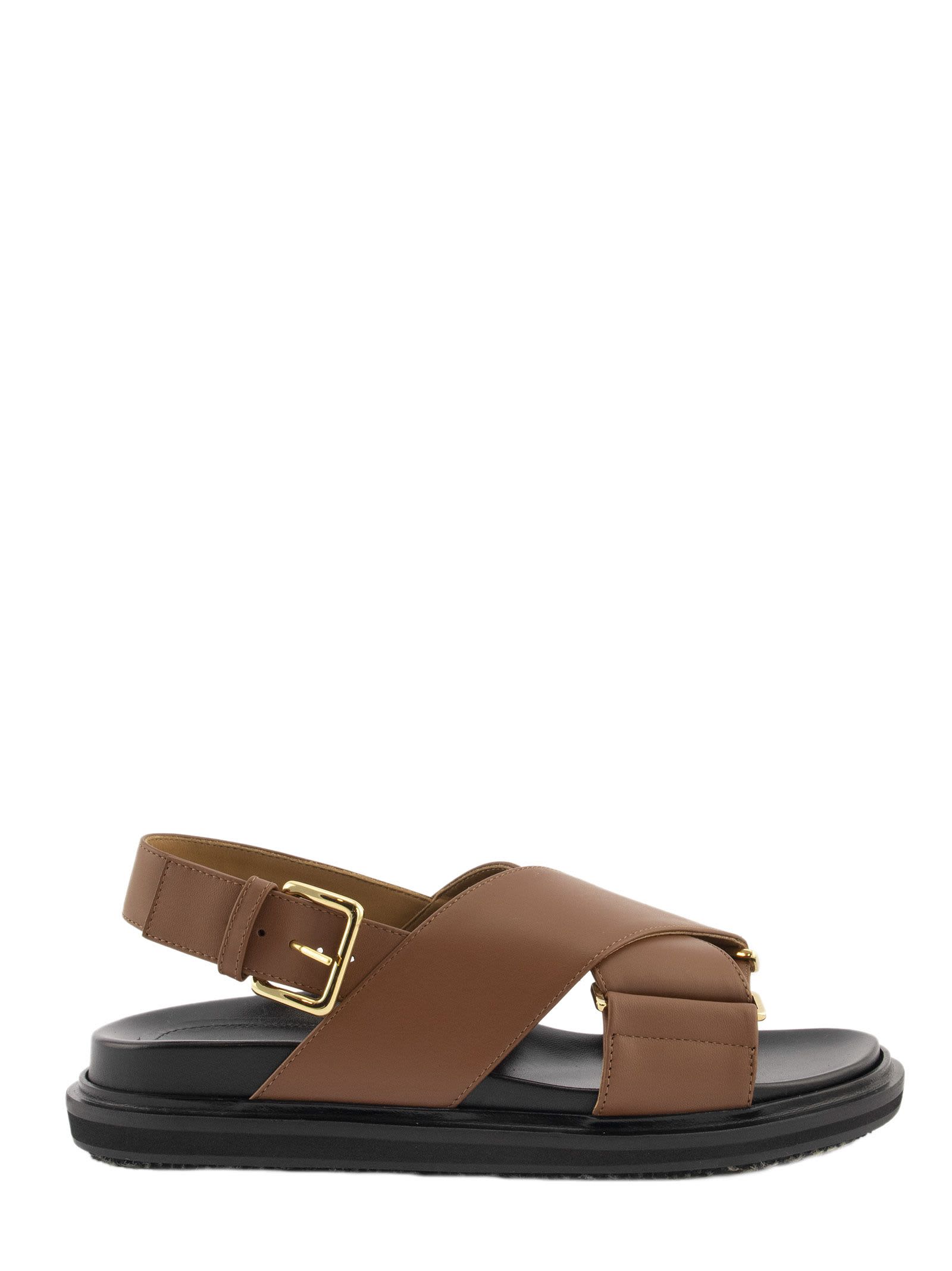 Buy Marni Criss-cross Fussbett In Brown Calfskin online, shop Marni shoes with free shipping