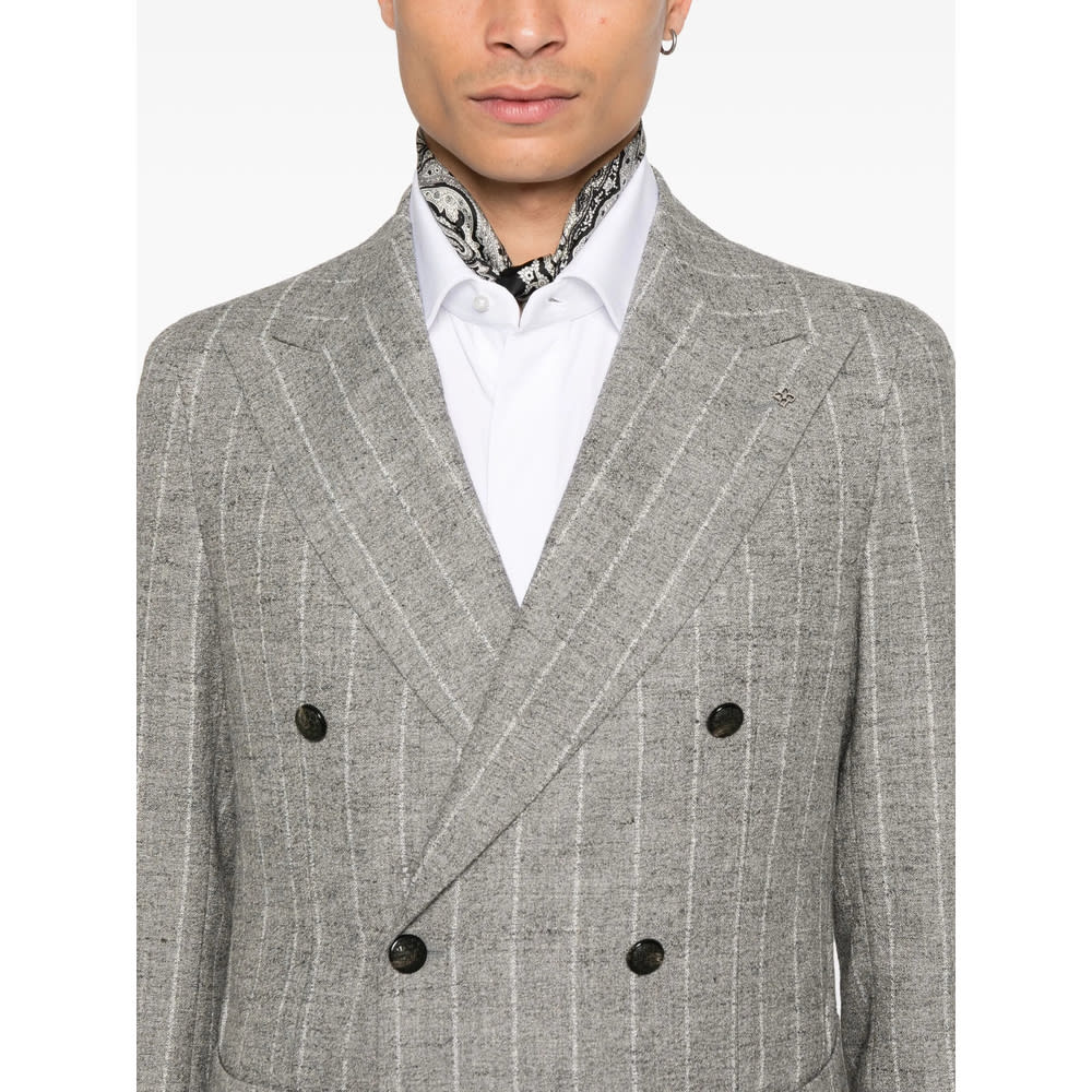 Tagliatore Textured Double-breasted Wool Blend Blazer In Multi