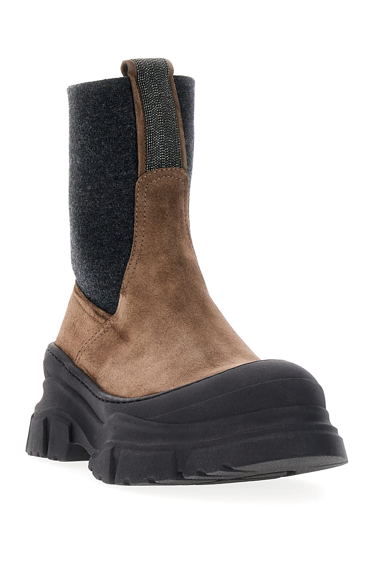 Shop Brunello Cucinelli Brown Suede Ankle Boots In C8769