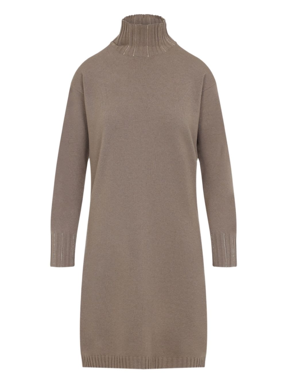 Fabiana Filippi Cortex Brown Virgin Wool Knit Midi Dress In Gray