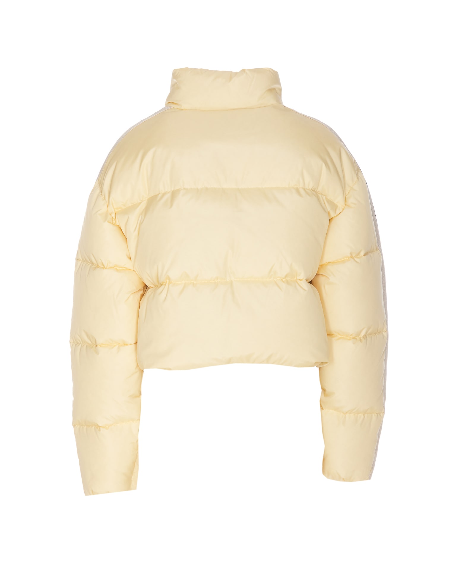 Shop Palm Angels Crop Track Down Jacket In Butter Black