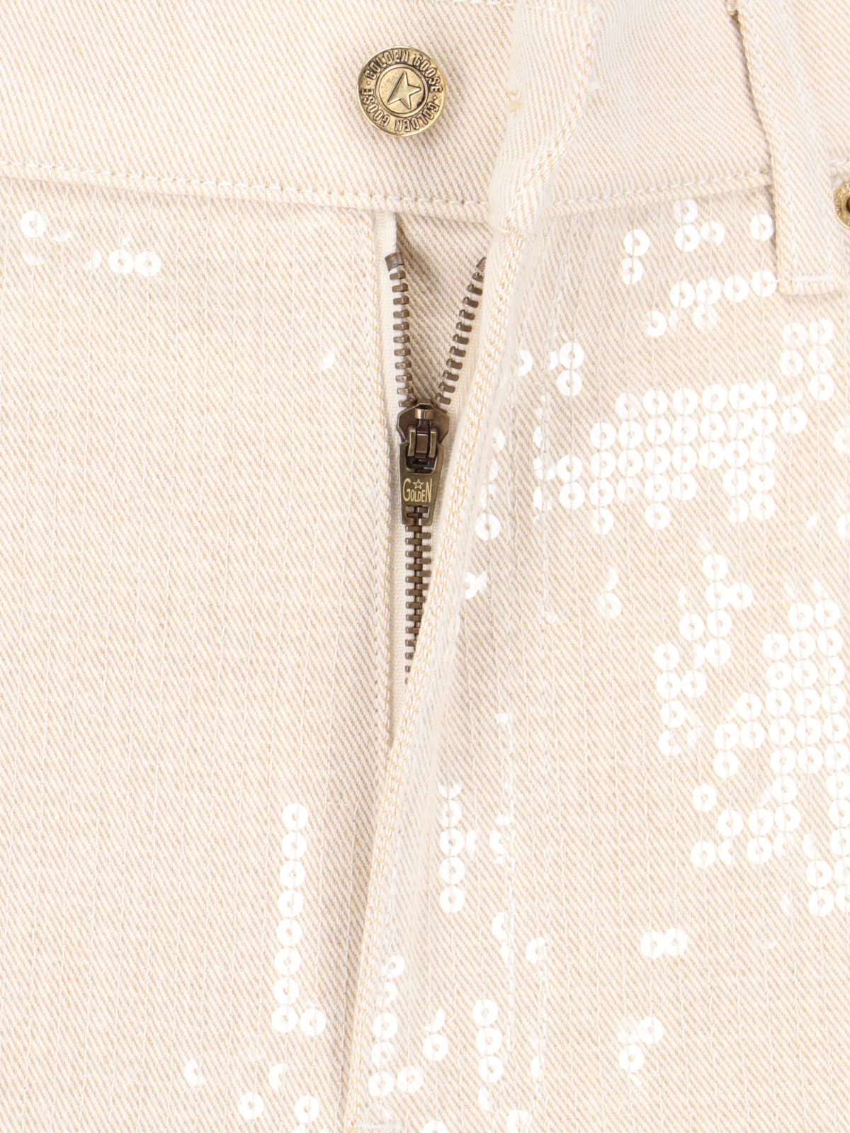 Golden Goose Wide Jeans With Sequins In White