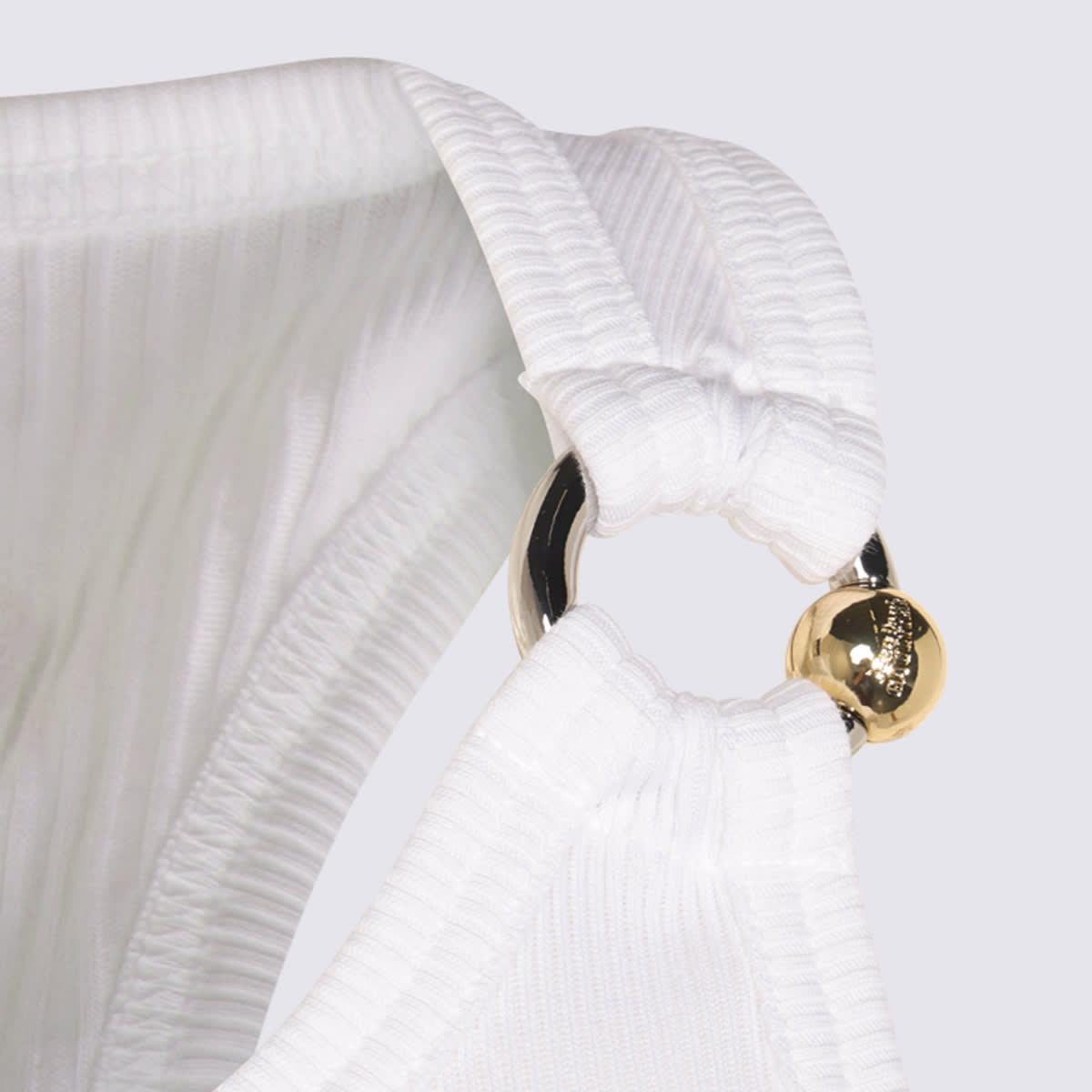 Jean Paul Gaultier Ribbed Texture Scoop Neck Sleeveless Top In White