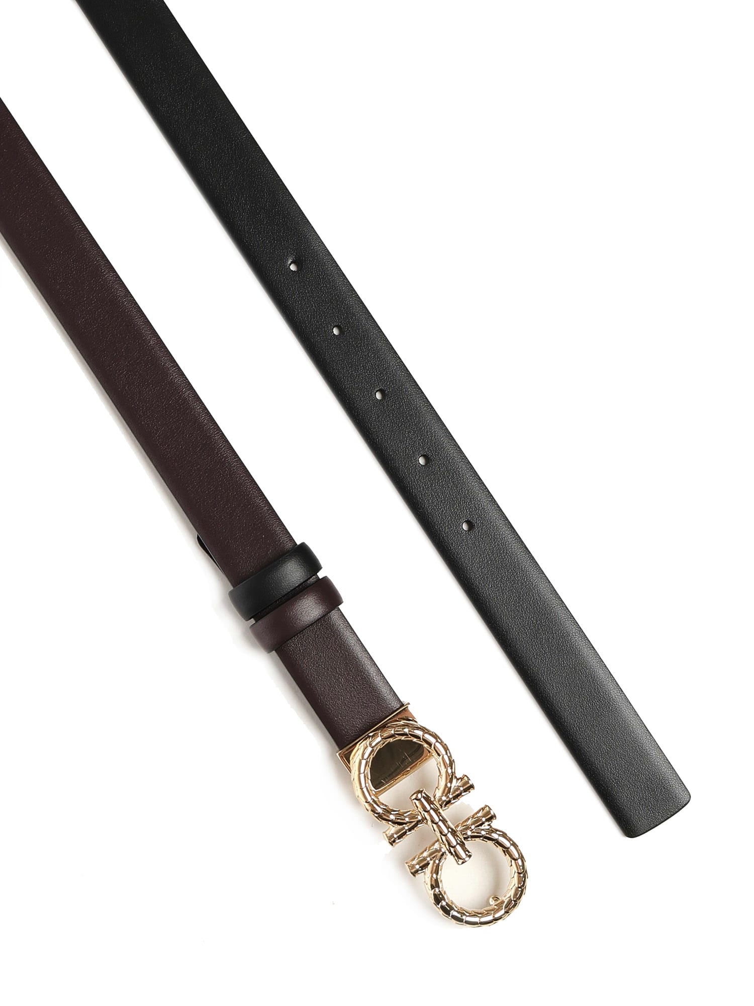 Ferragamo Gancini Adjustable And Reversible Belt In Brown