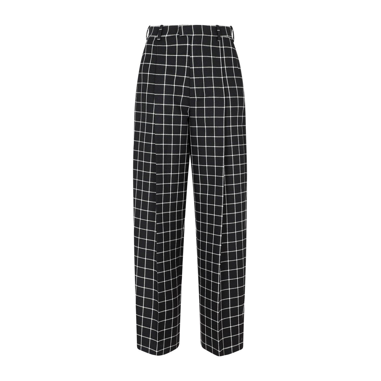 Shop Marni Check Patterned Trousers In Black