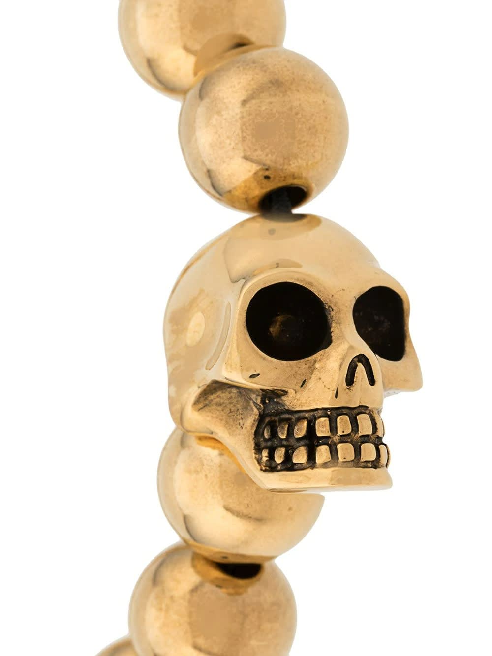 Shop Alexander Mcqueen Man Skull Bracelet With Pearls In Gold