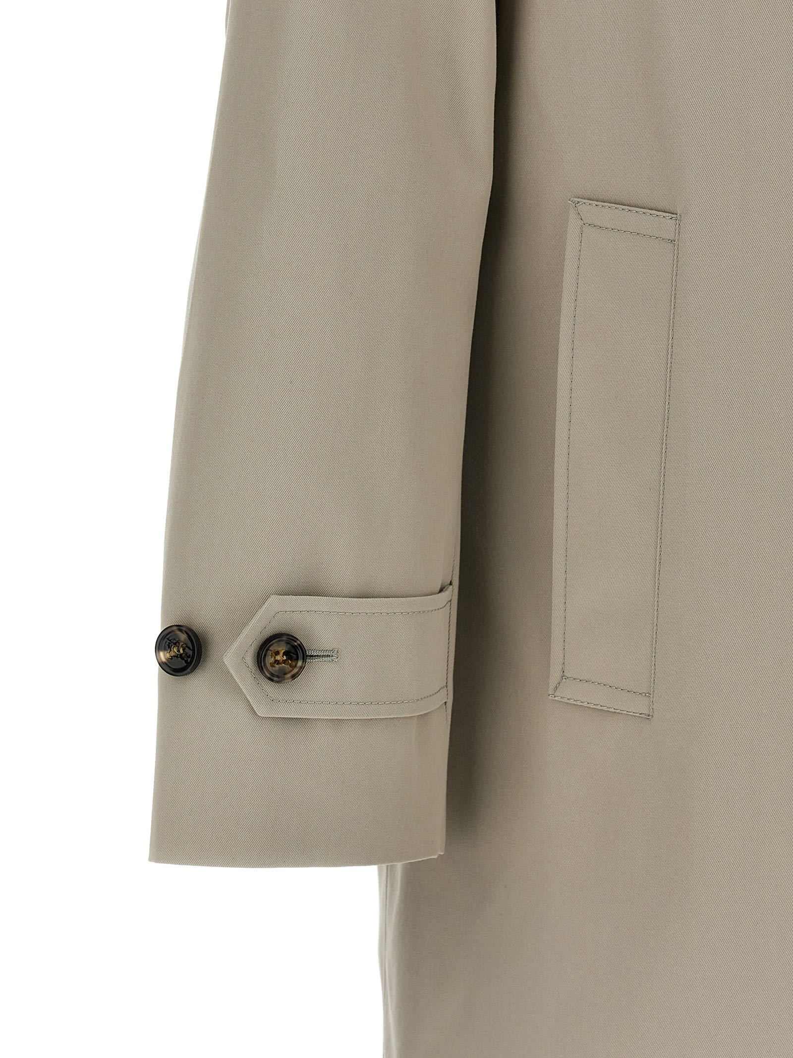 Burberry Long Cotton Double-breasted Coat With Notched Lapel In Gray