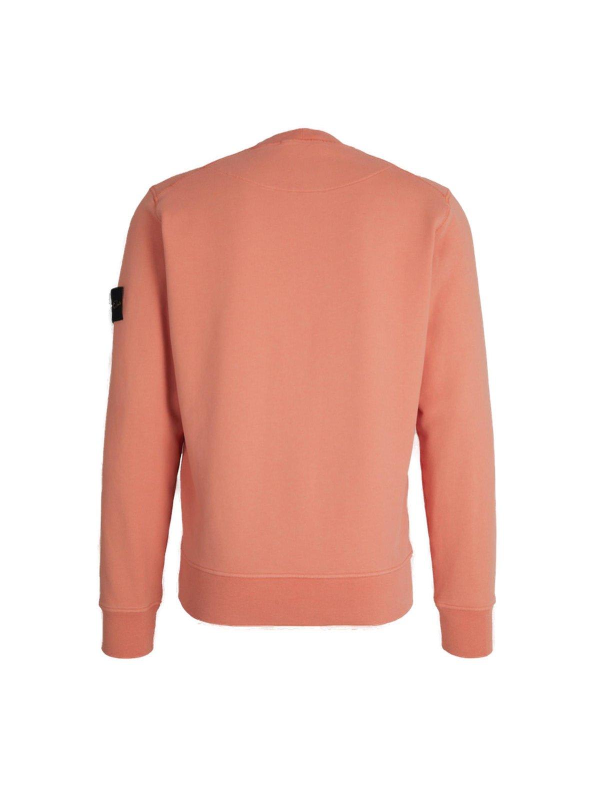 Shop Stone Island Logo Patch Crewneck Sweatshirt In Arancio