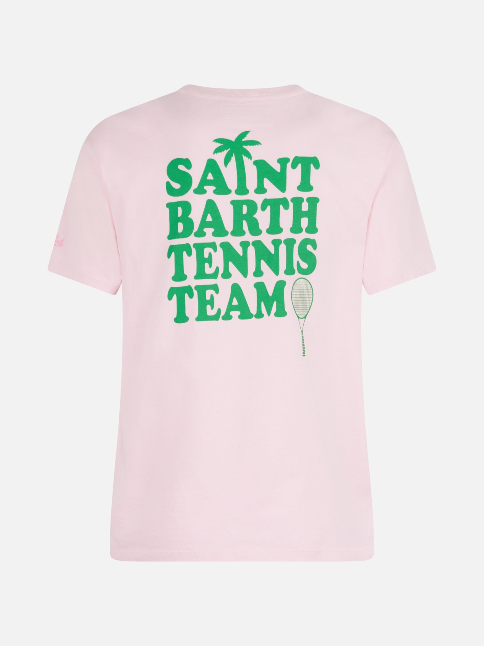 Mc2 Saint Barth Pink Cotton T-shirt With St Barth Tennis Team Print In Pink
