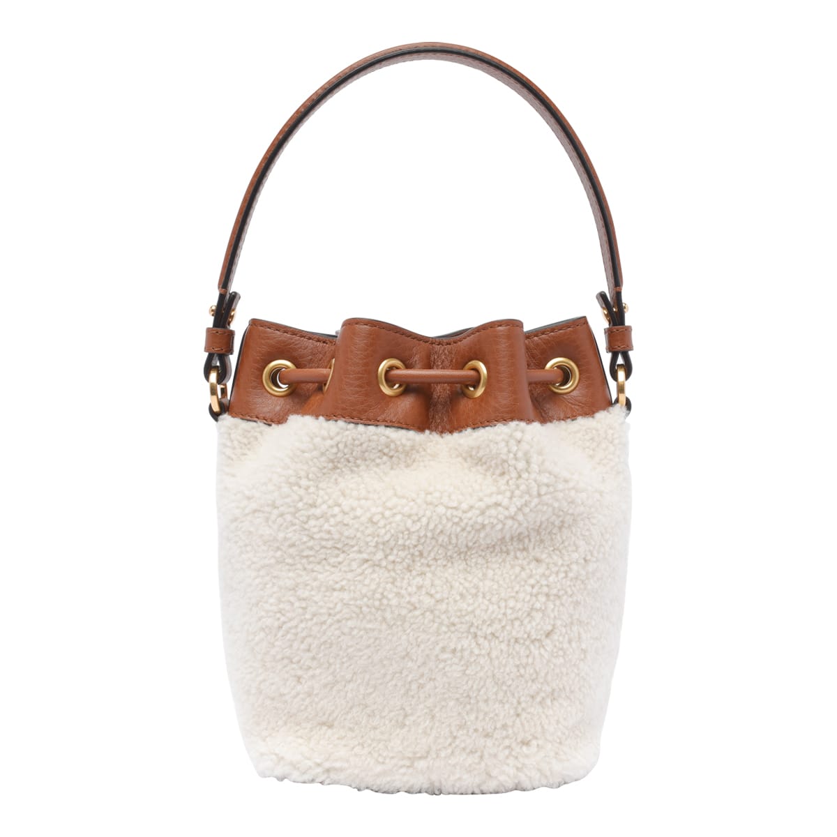 Valentino Vlogo Plaque Drawstring Bucket Bag In White