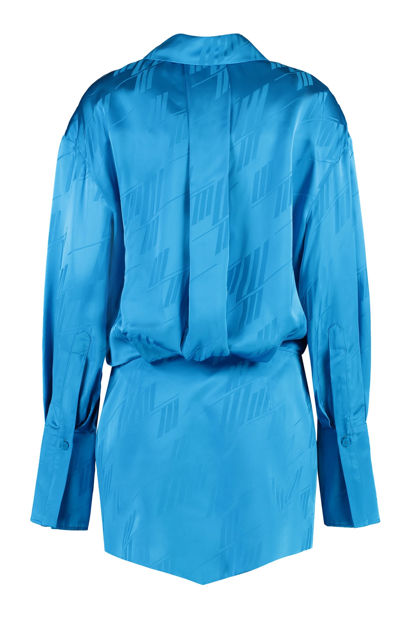 Attico Shirtdress Viscose Asymmetric Hem In Blue