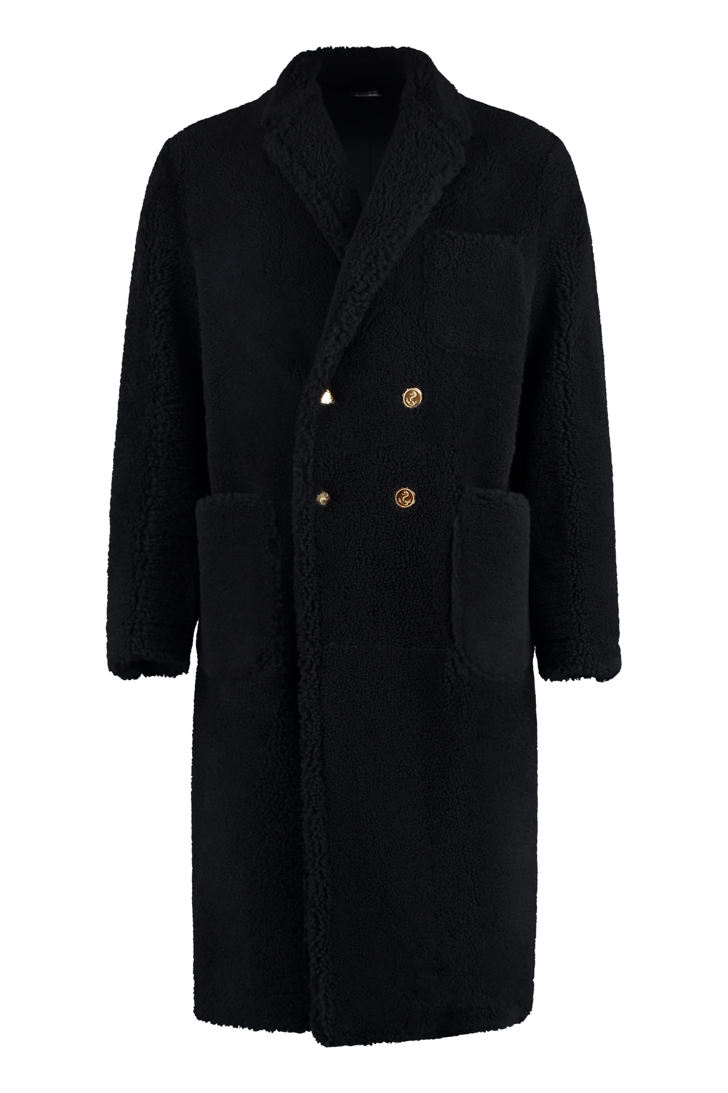 Shop Thom Browne Shearling Overcoat In Black