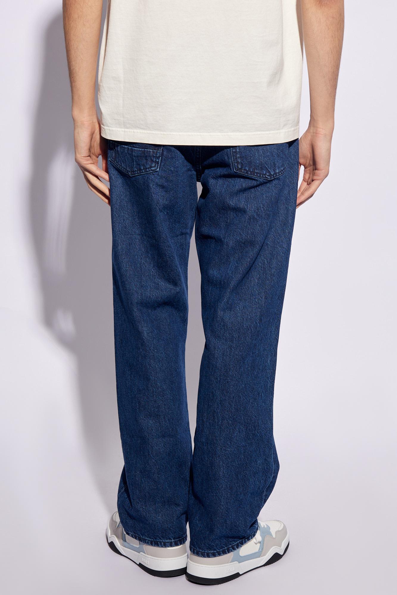 Shop Palm Angels Jeans With Pockets In Indigo Blue