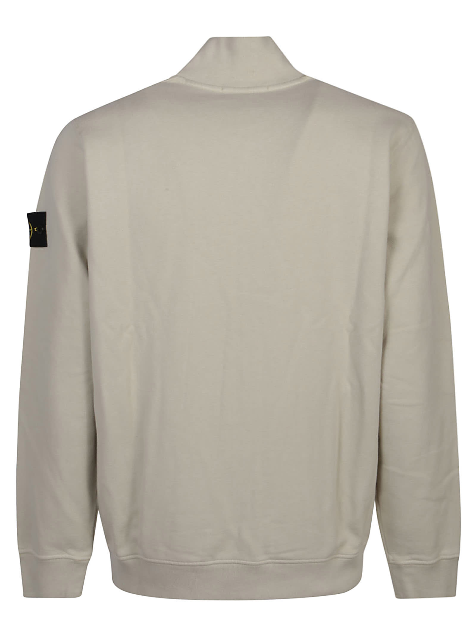 Shop Stone Island Full Zip Sweatshirt In Plaster