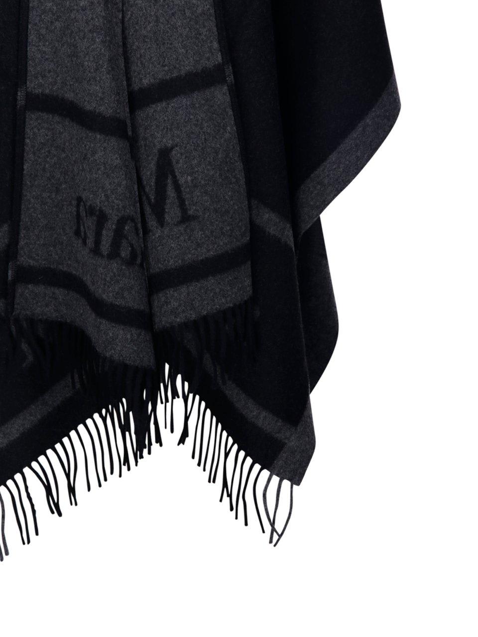 Shop Max Mara Logo Detailed Fringed Cape In Nero