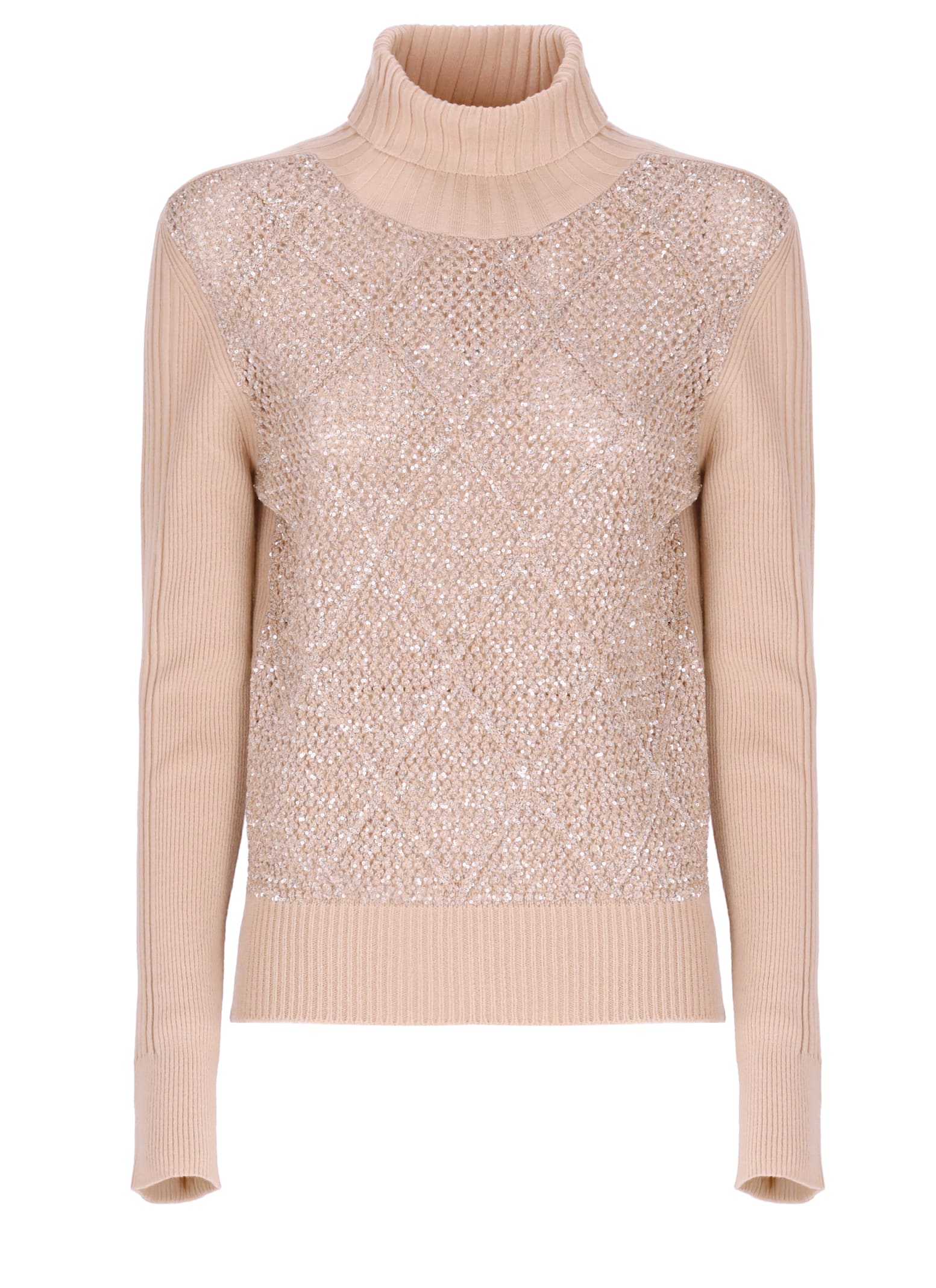 D Exterior Sweater With Paillettes In Pink