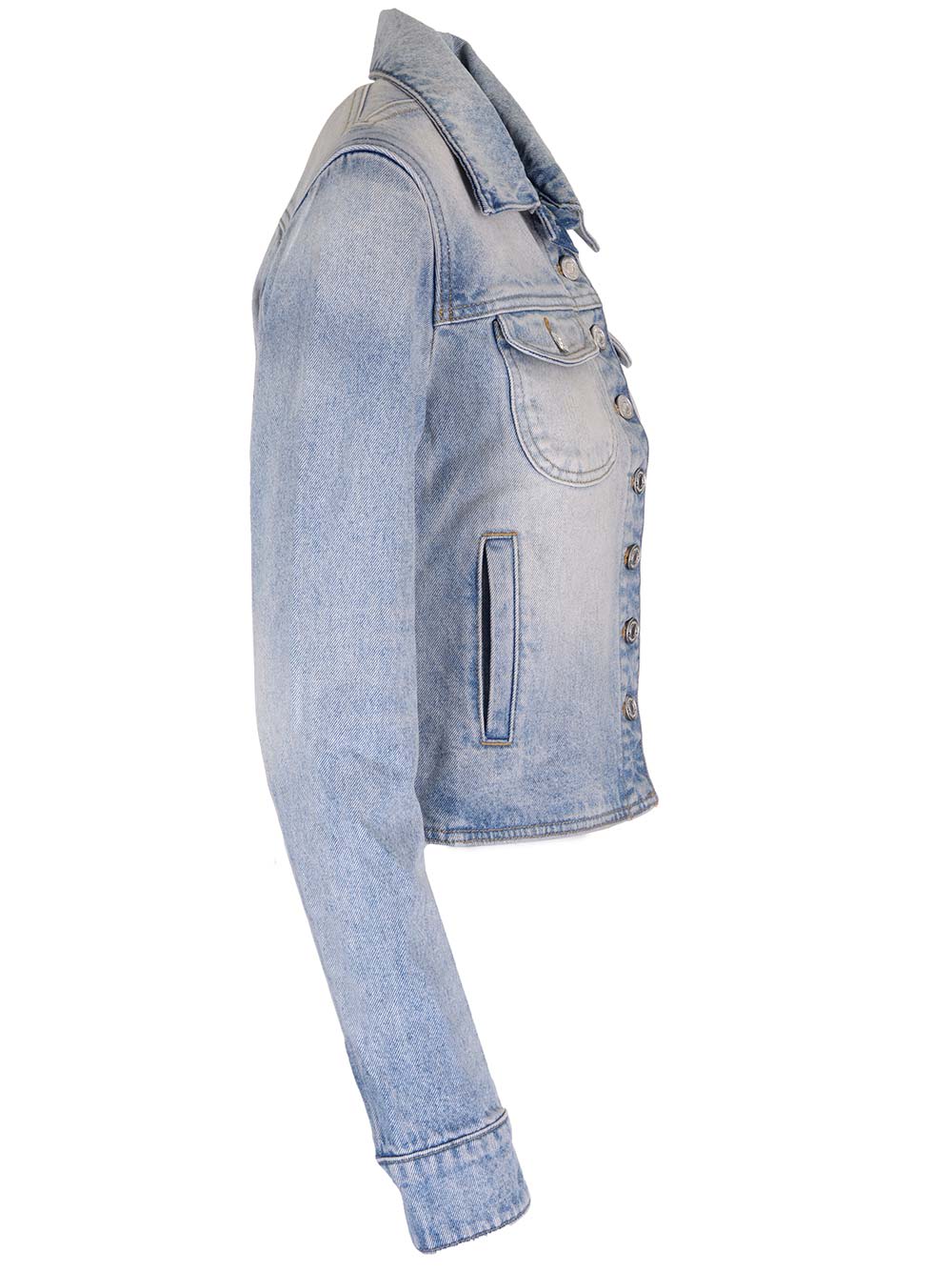 Shop Courrèges Washed Denim Jacket In Light Blue