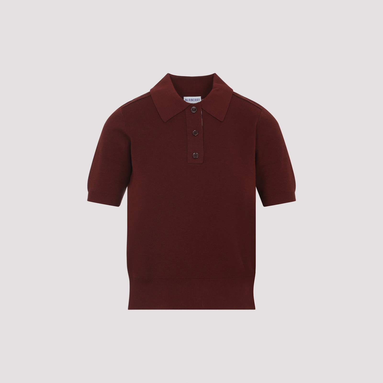 Burberry Bordeaux Wool Polo Shirt In Burgundy