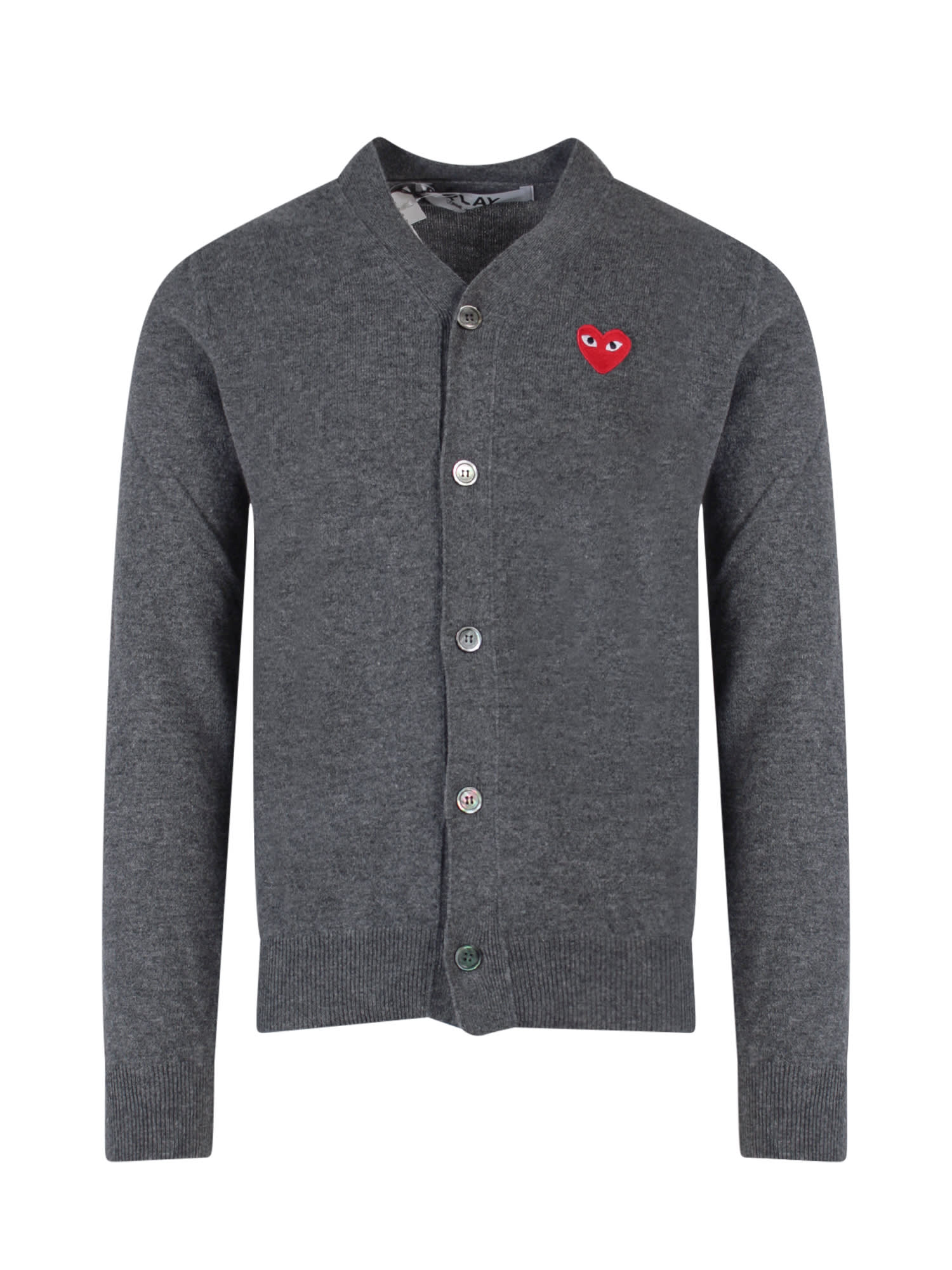 Shop Comme Des Garçons Play Cardigan In Grey