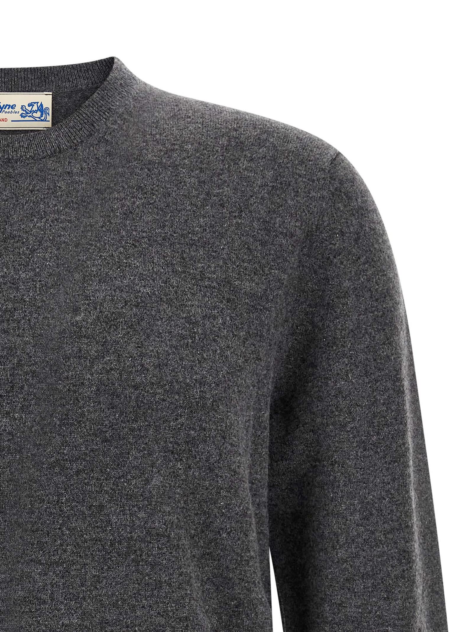 Ballantyne Ribbed Hem Cashmere Sweater With Long Cuffed Sleeves In Gray