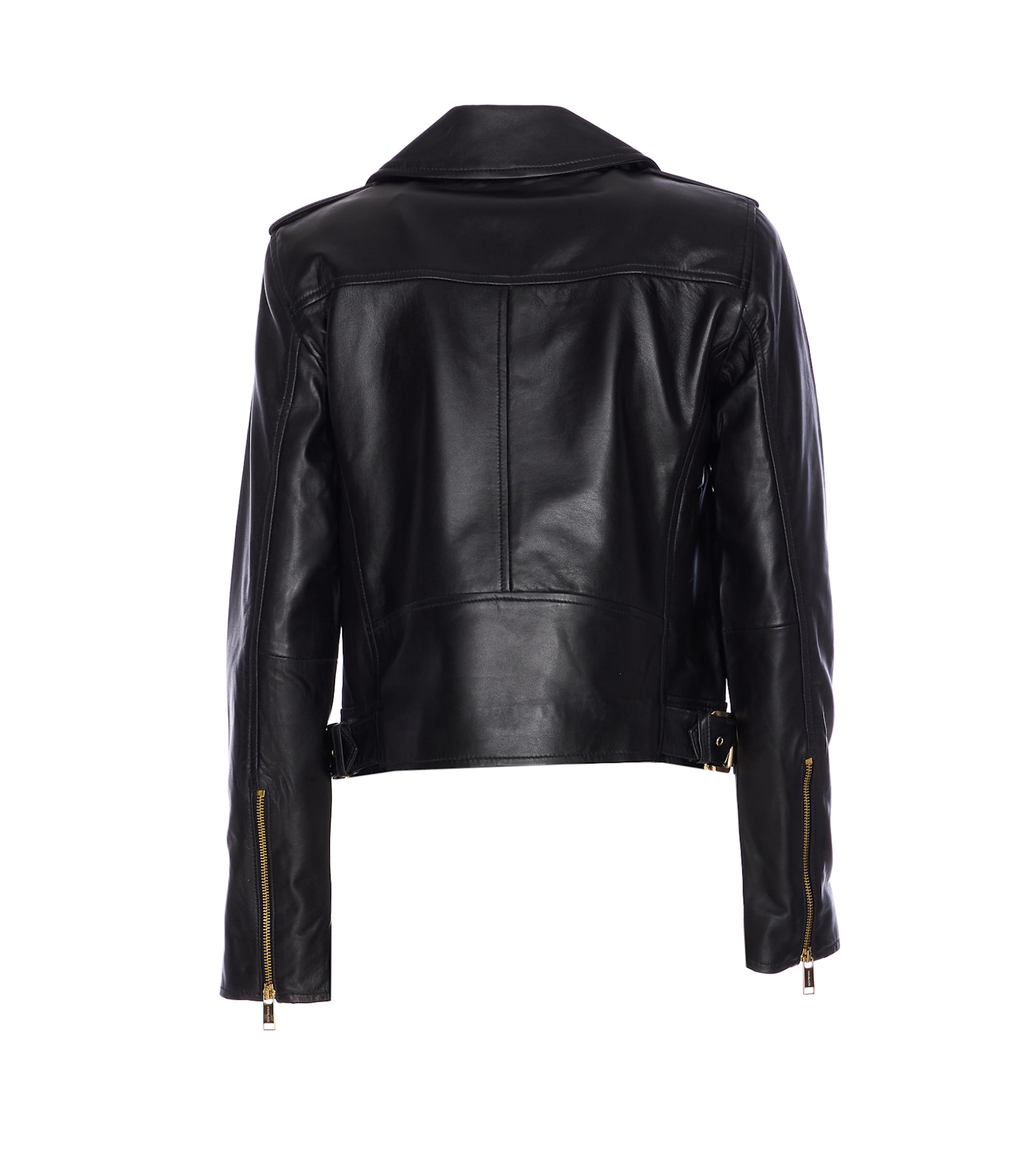 Michael Kors Leather Moto Jacket In Black