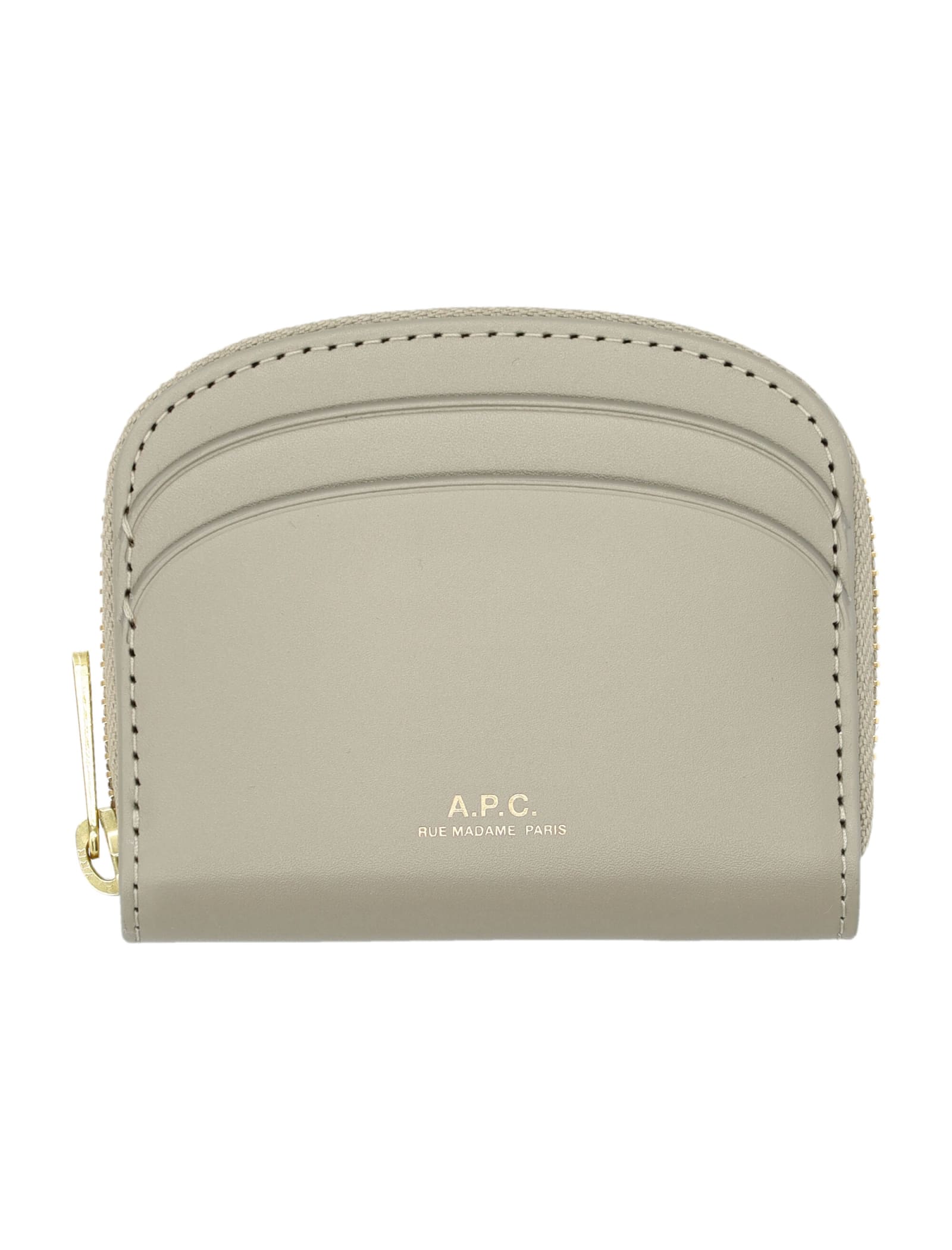 Shop Apc Compact Demi-lune Mini In Green Taupe