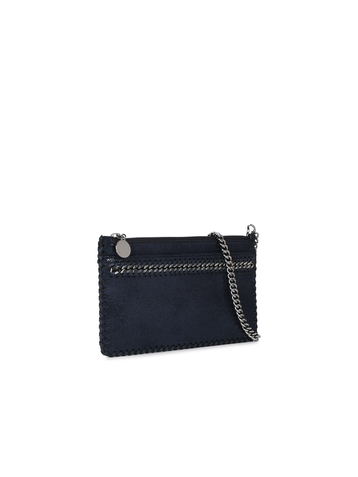 Shop Stella Mccartney Blue Recycled Polyester Falabella Mini Clutch Bag