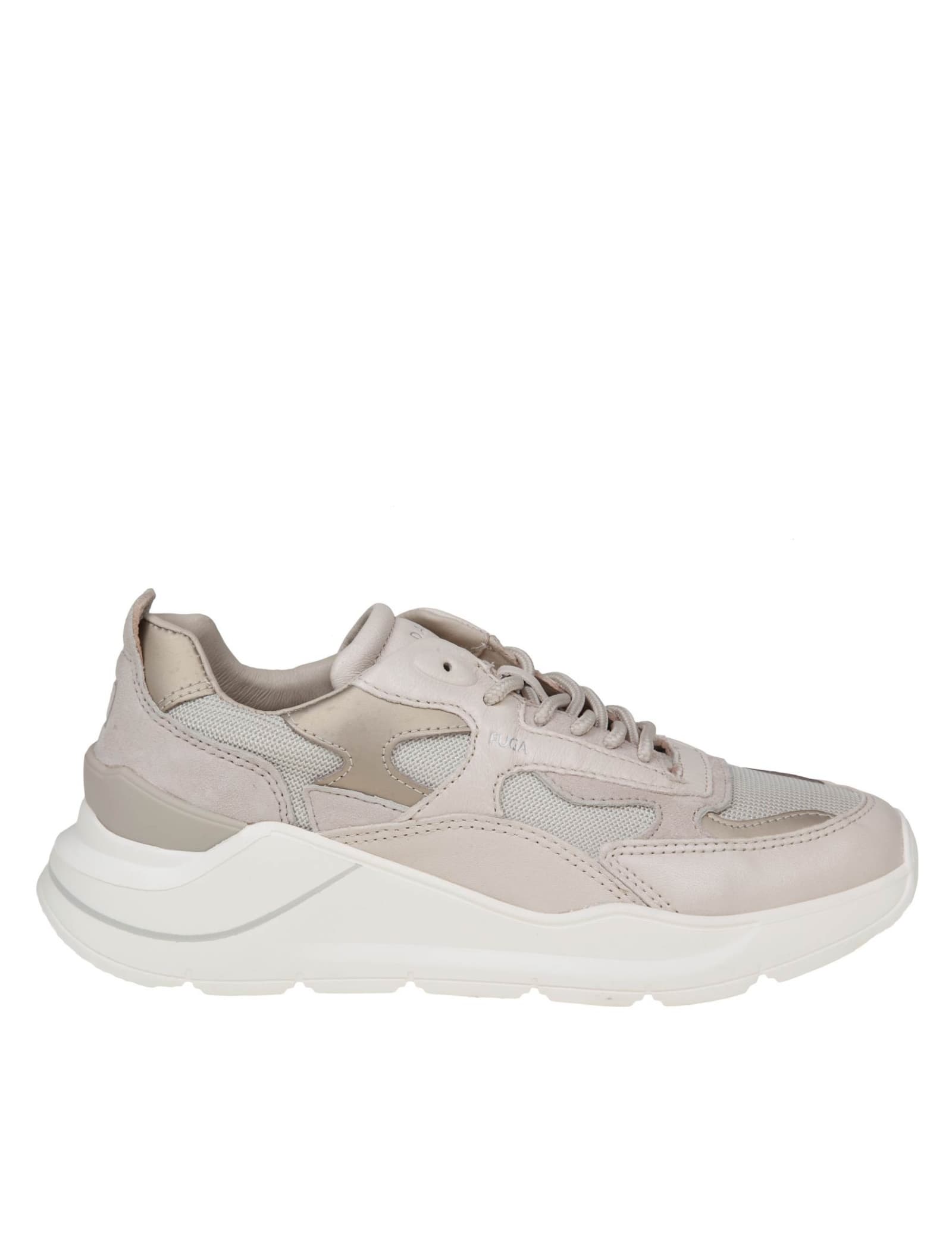 DATE FUGA MONO SNEAKERS IN LEATHER AND IVORY COLOR FABRIC