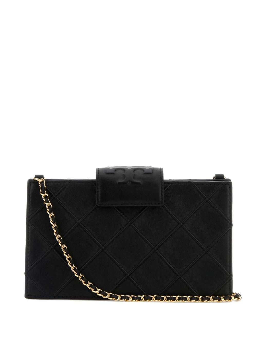 Tory Burch Fleming Leather Wallet On Chain In Black