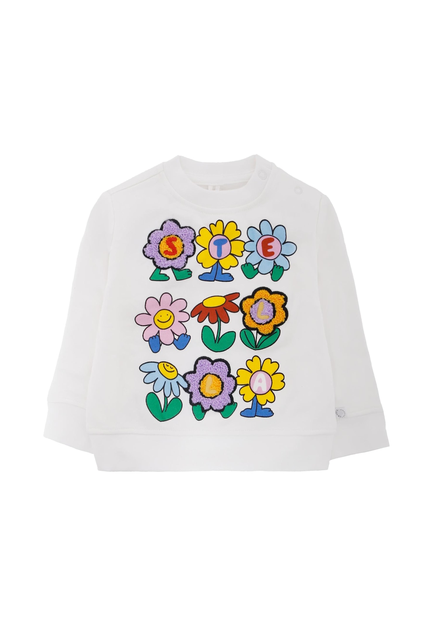 Stella Mccartney Ivory Sweatshirt For Baby Girl With Flowers Print In White