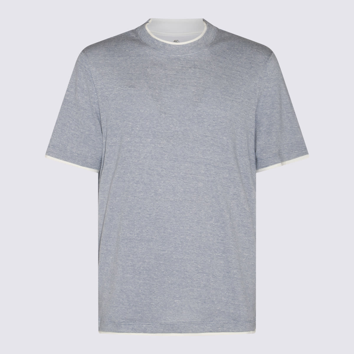 Shop Brunello Cucinelli Grey Cotton T-shirt In Clear Blue