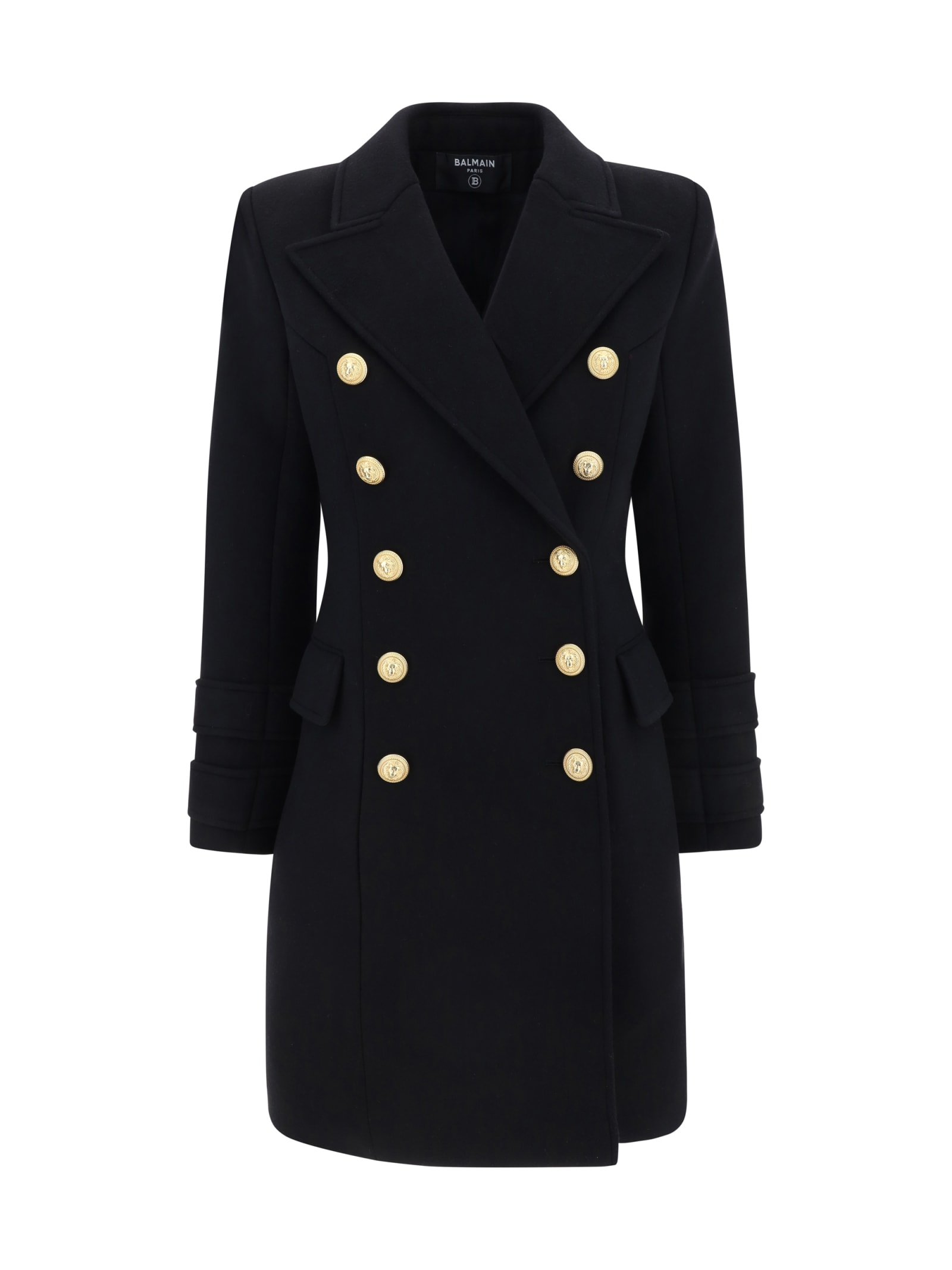 Shop Balmain Coat In Nero