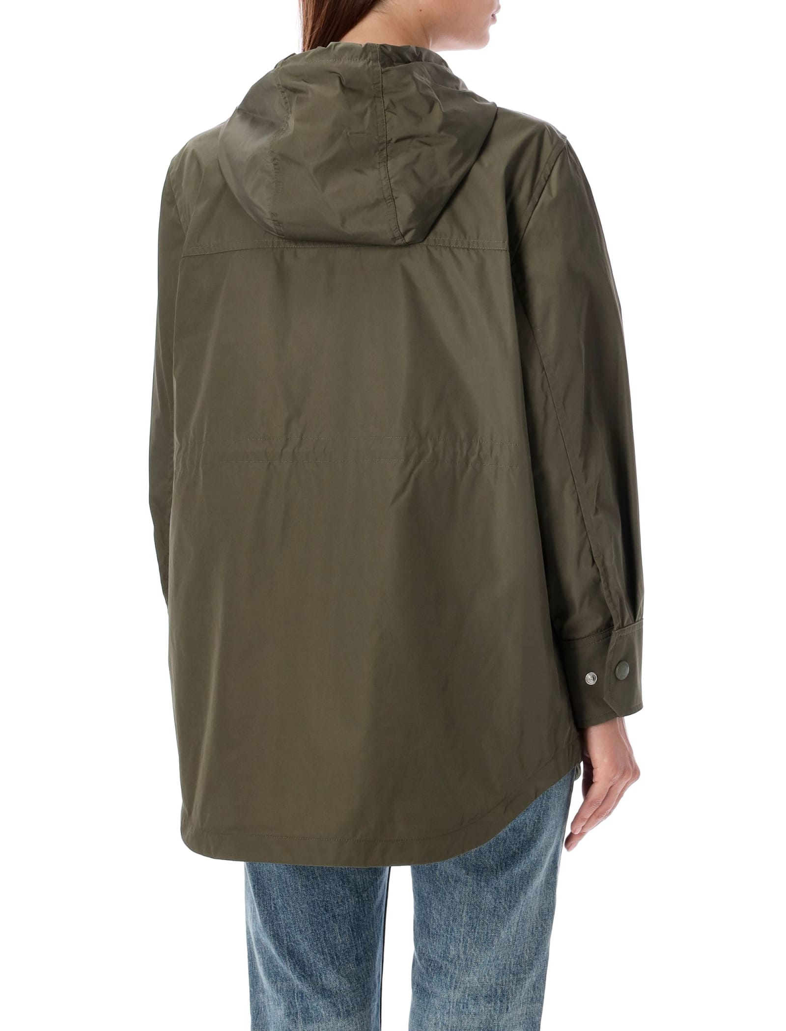 Shop Thom Browne Hooded Shirt Hem Parka In Dk Green