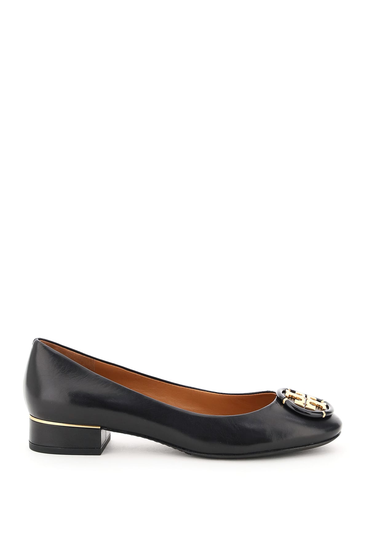 Tory Burch Leather Ballet Flats With Logo