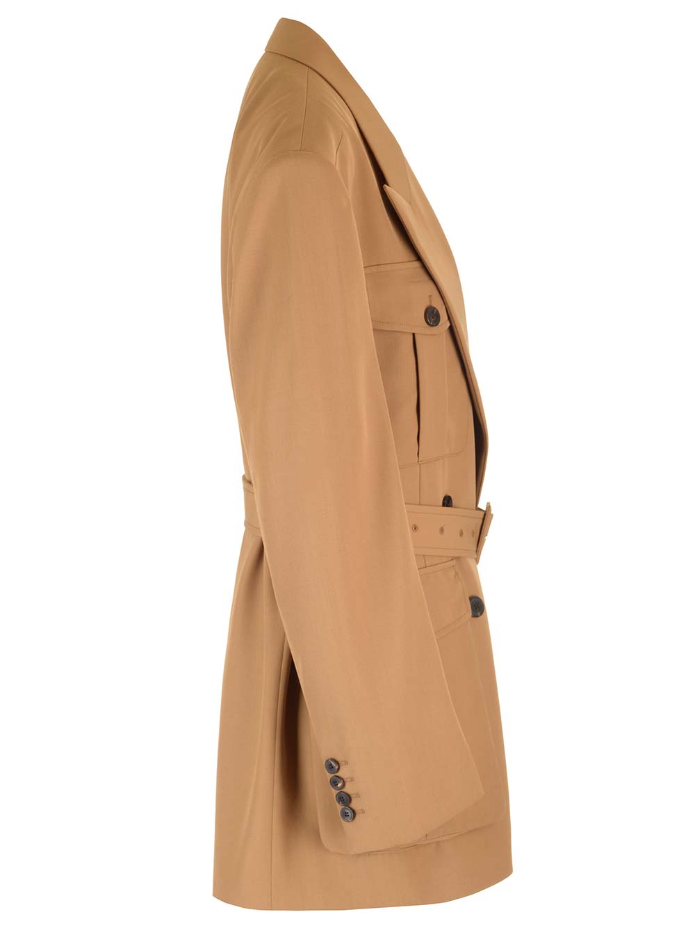 Shop Dries Van Noten Wool Blend Gabardine Coat In Beige