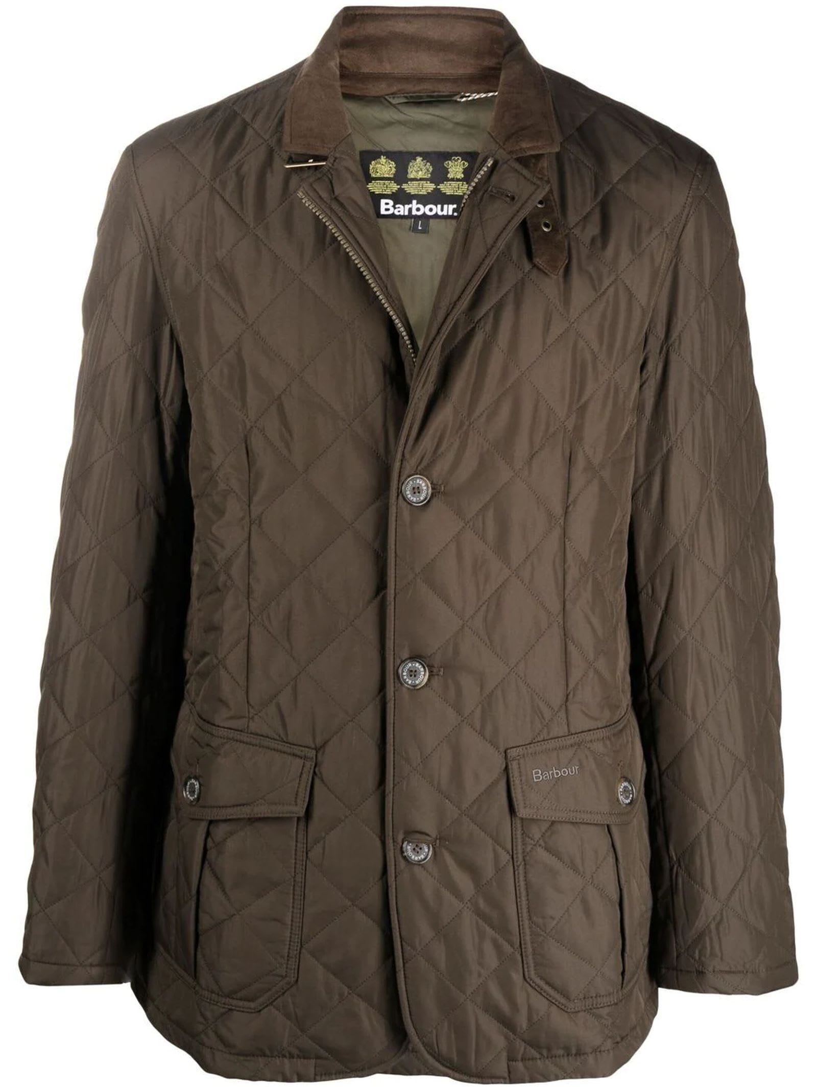 Shop Barbour Brown Lutz Quilted Jacket In Green