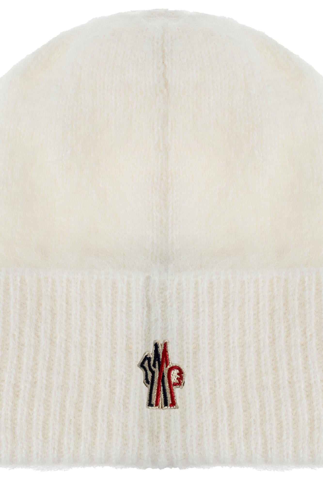 Moncler Relaxed Style Ribbed Texture Turn-up Brim Hat In White