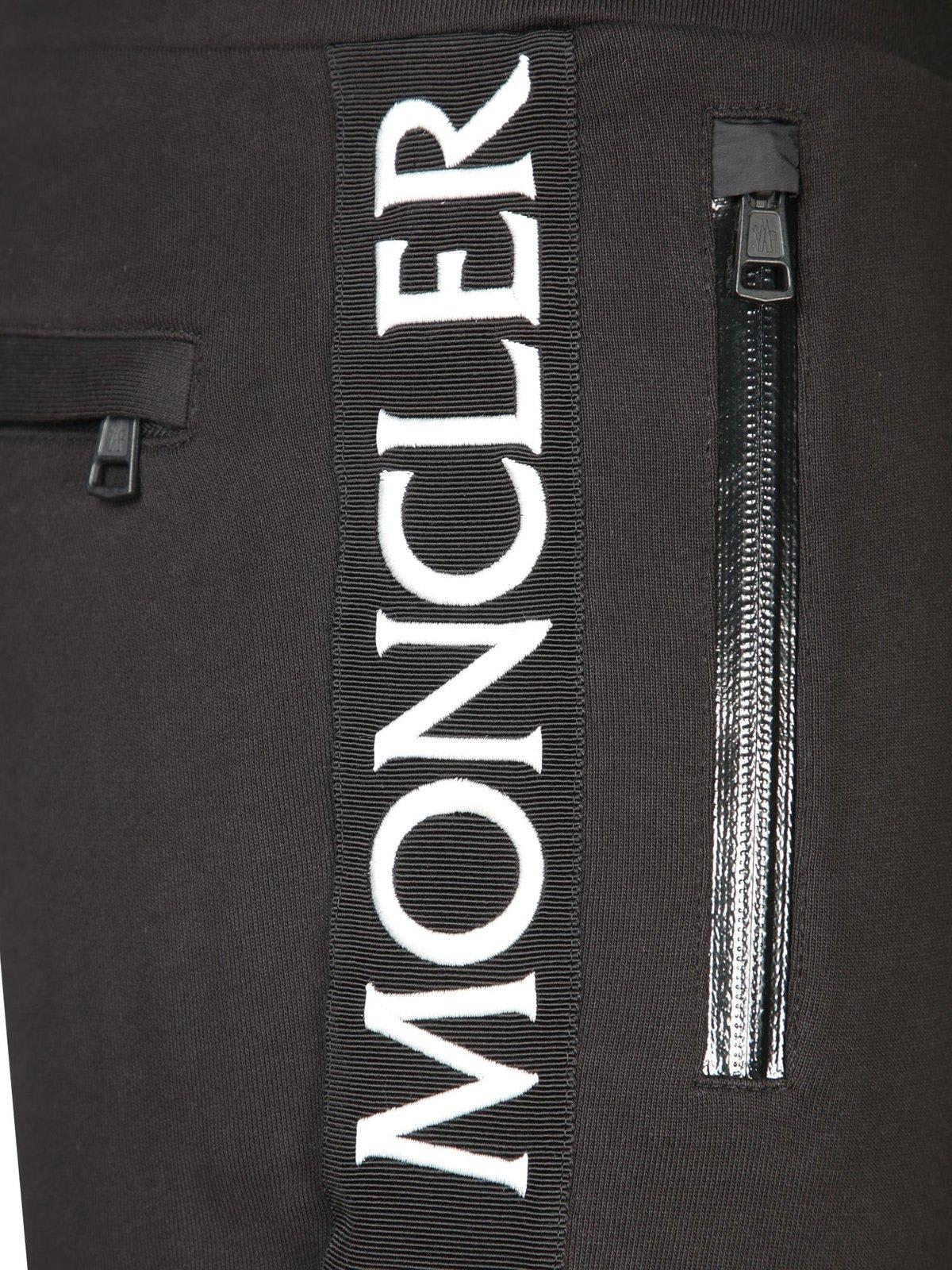 Shop Moncler Logo Printed Drawstring Pants In Black