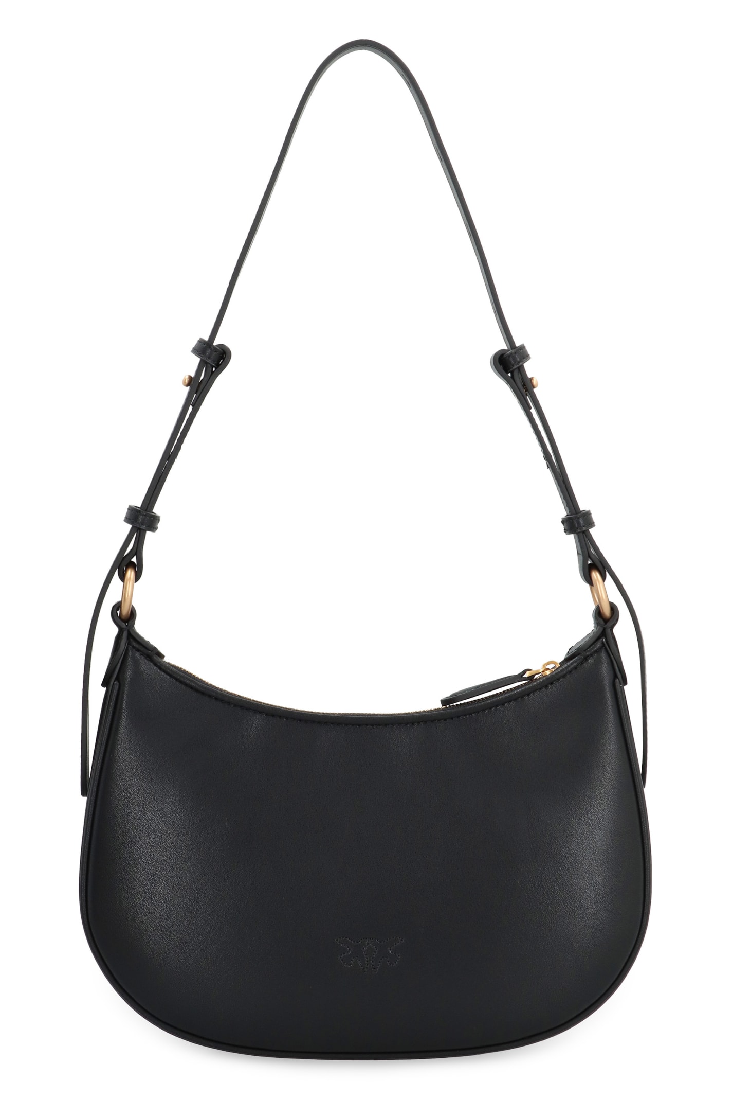 Shop Pinko Love Bag Half Moon Leather Mini In Black