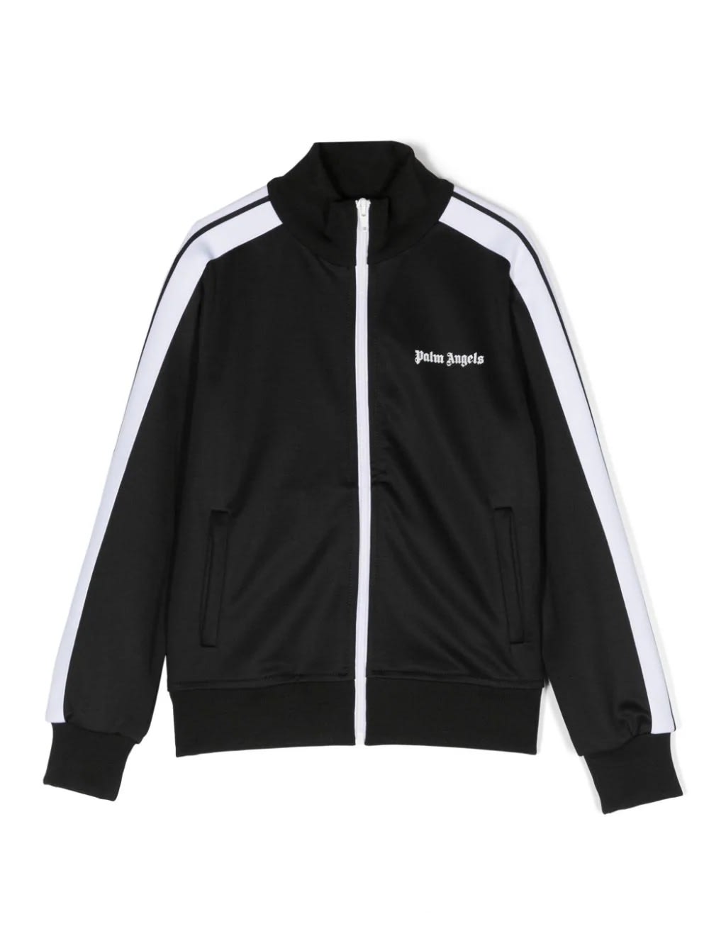 Palm Angels Black Track Jacket With Zip And Logo