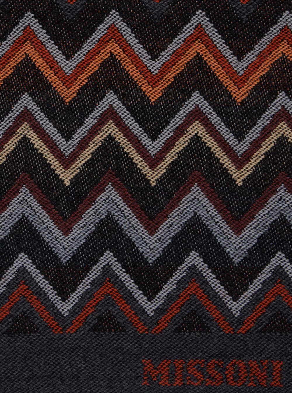 Missoni Multicolor Scarf With Zigzag Motif And Fringed Hem In Wool Man In Black