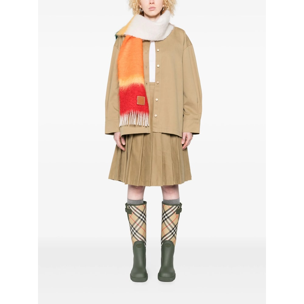 7 For All Mankind Pleated Mini Skirt Twill Sand Storm In Brown