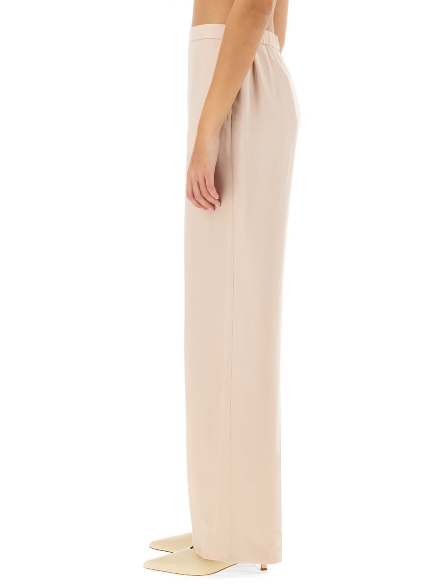 Theory Wide-leg Silk Pants With Comfortable Waistband In Pink