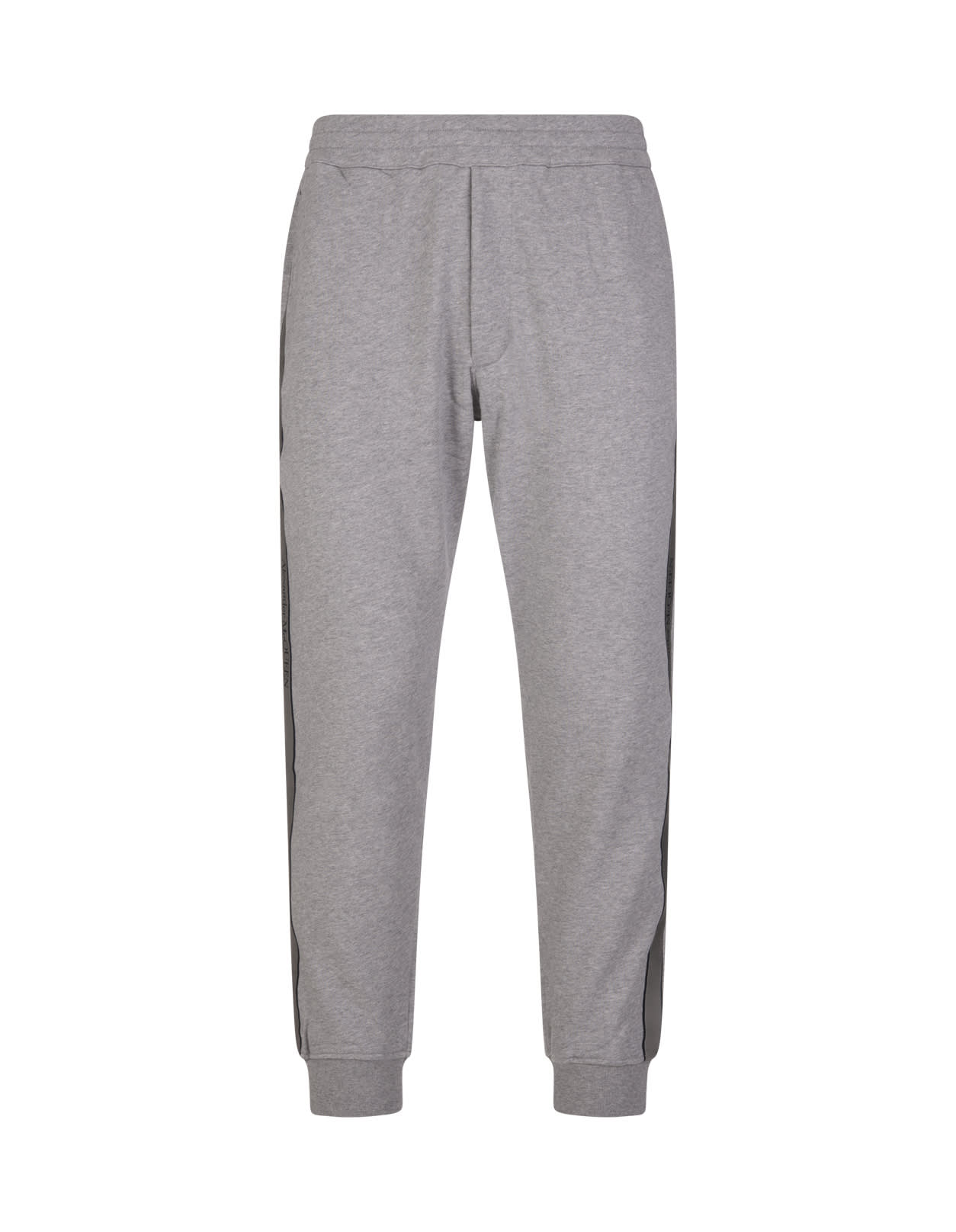 Alexander McQueen Man Grey Joggers With Logoed Bands