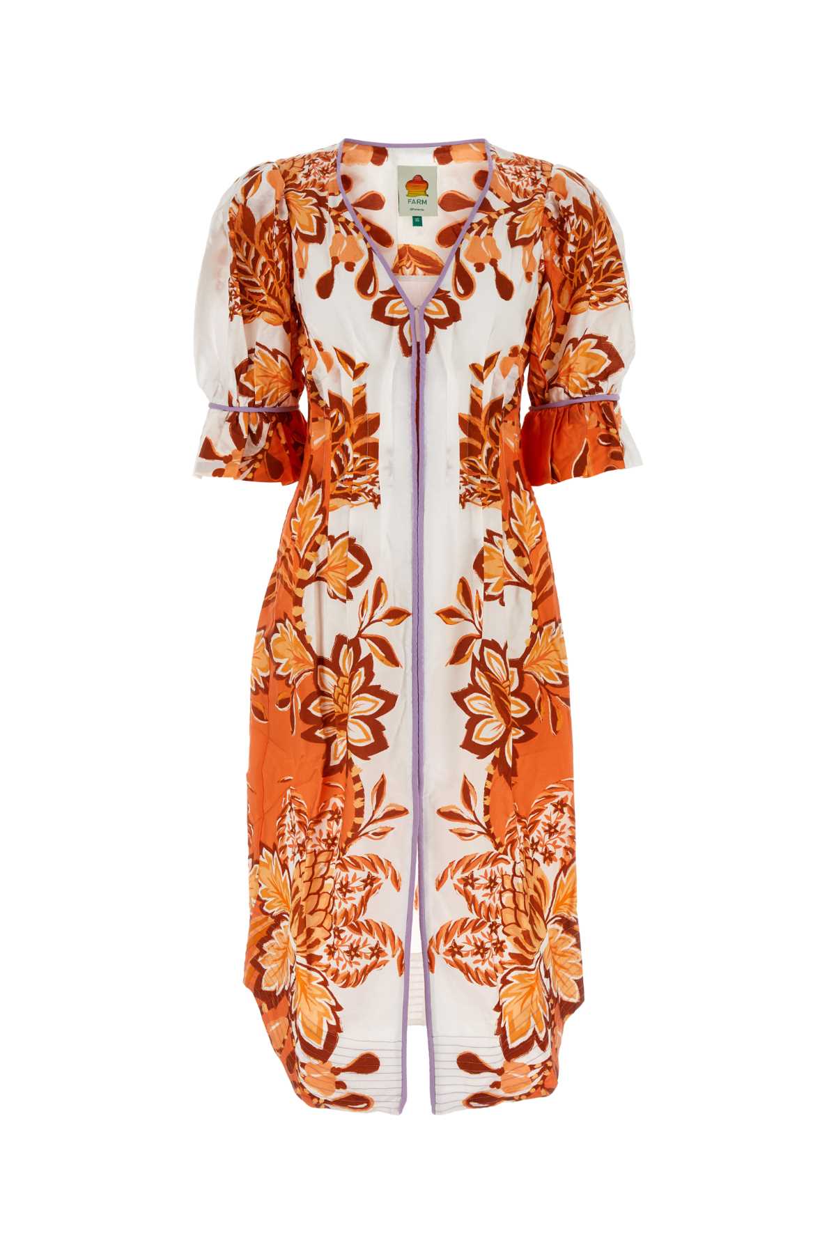 Shop Farm Rio Printed Tencel Blend Aura Dress In Auraorange